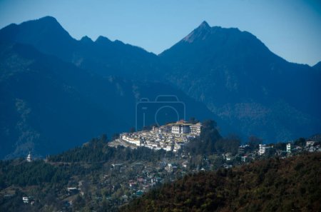 Photo for Tawang Monastery, a Buddhist monastery located in Tawang, Arunachal Pradesh, India. largest monastery in India. Situated in the valley of the Tawang Chu. It is also called Gaden Namgyal Lhatse. - Royalty Free Image