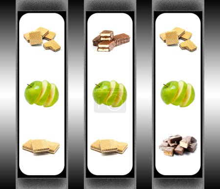 Photo for Slot machine with fruits and sweets heathy life conceptual photo - Royalty Free Image