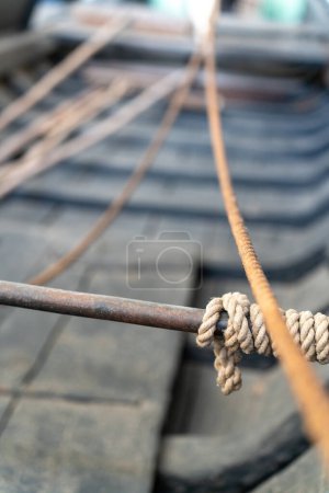 Photo for Knots and ropes on an antique boat - Royalty Free Image