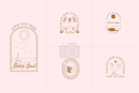 Illustration for Collection of Summer, Sea, Hawaii, Surfing, Tropical linear logos, symbols, icons design template. Editable vector logotype. - Royalty Free Image