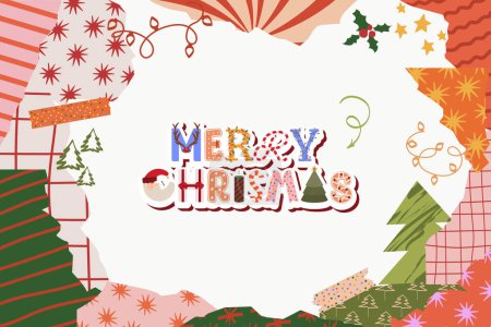 Illustration for Greeting Christmas card.New Year greeting card. Holidays greeting card. Editable vector illustration. - Royalty Free Image