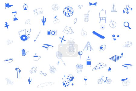 Illustration for Collection of food, drink, hobby and leisure icons. Simple lifestyle symbols. Lifestyle icons. Editable vector illustration. - Royalty Free Image