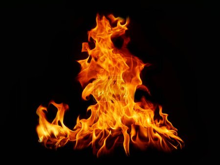 Téléchargez les photos : Flamme Texture de la flamme pour forme étrange Fond de feu Flamme de viande qui est brûlée à partir de la cuisinière ou de la cuisson. danger sentiment abstrait fond noir Convient pour bannières ou publicités. - en image libre de droit