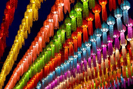 Photo for Lamphun town's hundred thousand lantern festival ,beautiful multicolored lamps,  Lamphun Thailand - Royalty Free Image