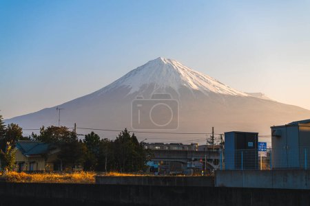 Photo for Beautiful landscape Wide view of Fuji mountain with snow cover on the top over Fujinomiya, Shizuoka, Japan - Royalty Free Image