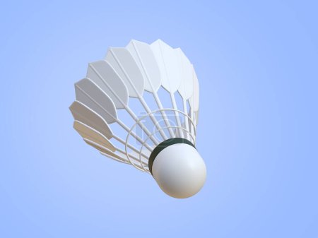 Badminton shuttlecock floating on the side 3D Render for badminton competition isolated on background ,with clipping path, illustration 3D Rendering