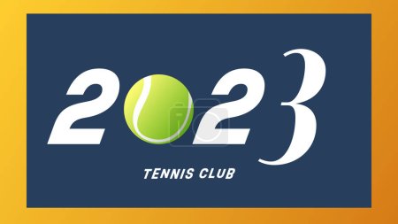 Illustration for 2023 tennis club on tennis blue background Illustrations for use in online sporting events , Illustration Vector  EPS 10 - Royalty Free Image