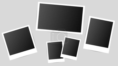 Téléchargez les illustrations : Cadre photo vectoriel isolé sur fond gris, Illustration vectorielle EPS 10 - en licence libre de droit