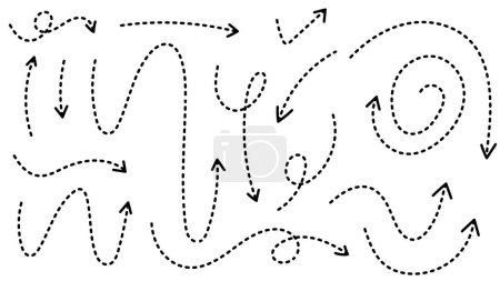 Ilustración de Arrows pointing in different directions handwritten calligraphy  set ,Hand drawn design elements , Flat Modern design isolated on white background ,Vector illustration EPS 10 - Imagen libre de derechos