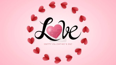 Téléchargez les illustrations : Carte Saint Valentin avec illustration vectorielle en forme de coeur - en licence libre de droit