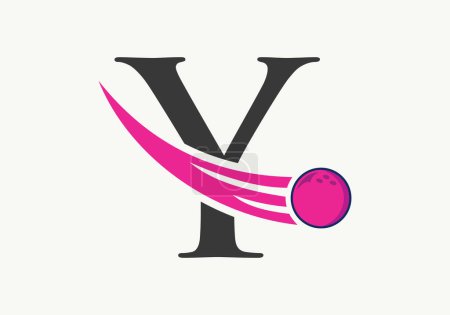 Téléchargez les illustrations : Lettre Y Logo Bowling. Symbole de boule de bowling avec modèle vectoriel de boule mobile - en licence libre de droit