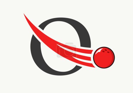 Téléchargez les illustrations : Lettre O Logo Bowling. Symbole de boule de bowling avec modèle vectoriel de boule mobile - en licence libre de droit