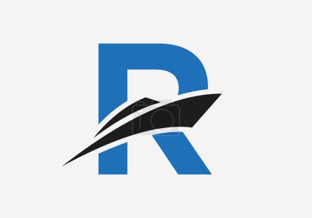 Buchstabe R Shipping Logo Sailboat Symbol. Ikone des Nautischen Schiffs