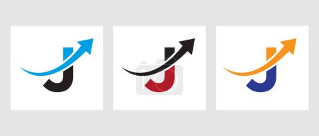 Letter J Financial Logo. Marketing And Finance Business Logotype With Growth Arrow Symbol