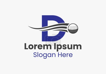 Ilustración de Letra D Concepto de logotipo de golf con icono de pelota de golf en movimiento. Plantilla de Logotipo de Deportes de Hockey - Imagen libre de derechos
