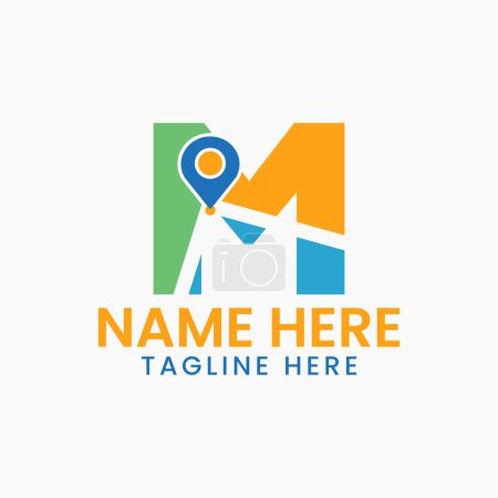 Illustration for Letter M Location Logo Concept With Gps Symbol, Pin Icon Template - Royalty Free Image