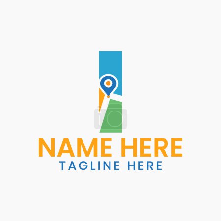 Illustration for Letter I Location Logo Concept With Gps Symbol, Pin Icon Template - Royalty Free Image