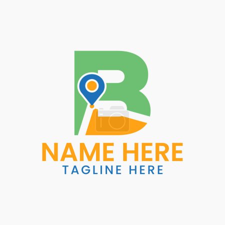 Illustration for Letter B Location Logo Concept With Gps Symbol, Pin Icon Template - Royalty Free Image