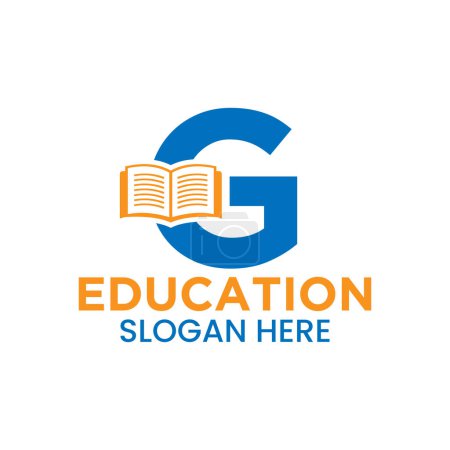 Lettre G Concept de logo éducatif avec modèle d'icône de livre ouvert