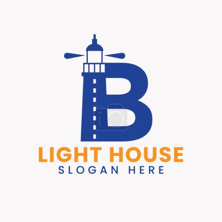 Letter B Light House Logo Vector Concept. Light House Logotype