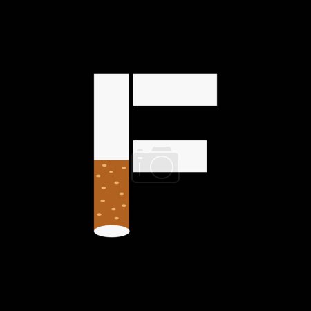 Illustration for Letter F Smoke Logo Concept With Cigarette Icon. Tobacco Logo Vector - Royalty Free Image