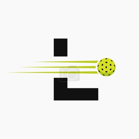Letra L Pickleball Logo Symbol. Plantilla vectorial de logotipo de bola en vinagre
