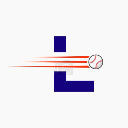 Anfangsbuchstabe L Baseball-Logo mit beweglichem Baseball-Symbol