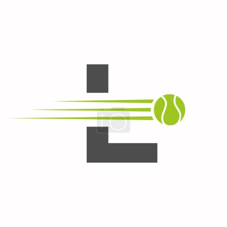 Lettre initiale L Logo de tennis. Modèle de symbole de logo de sport de tennis