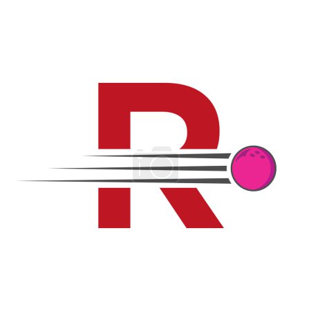 Téléchargez les illustrations : Lettre initiale R Logo Bowling. Modèle vectoriel de symbole de boule de bowling - en licence libre de droit