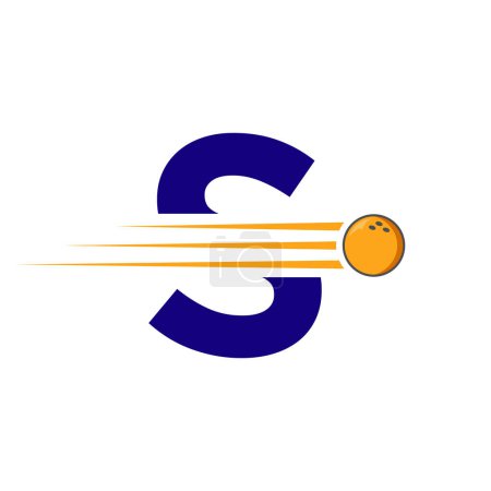 Téléchargez les illustrations : Lettre initiale S Bowling Logo. Modèle vectoriel de symbole de boule de bowling - en licence libre de droit