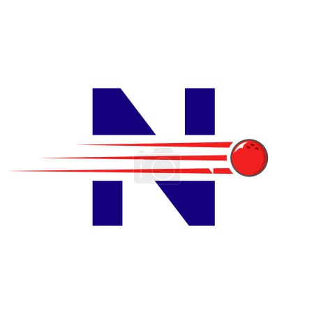 Téléchargez les illustrations : Lettre initiale N Logo Bowling. Modèle vectoriel de symbole de boule de bowling - en licence libre de droit