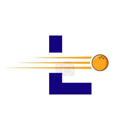 Téléchargez les illustrations : Lettre initiale L Logo Bowling. Modèle vectoriel de symbole de boule de bowling - en licence libre de droit