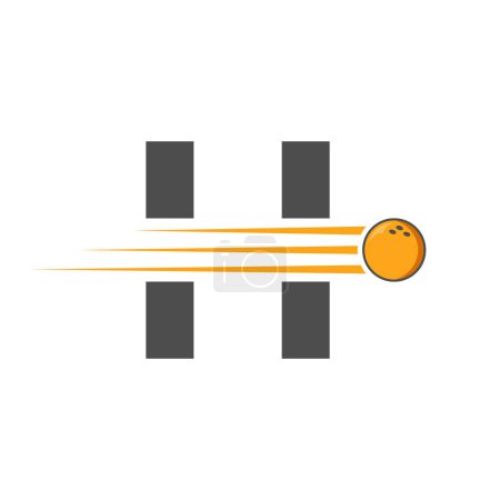 Téléchargez les illustrations : Lettre initiale H Logo Bowling. Modèle vectoriel de symbole de boule de bowling - en licence libre de droit