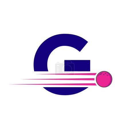 Téléchargez les illustrations : Lettre initiale G Logo Bowling. Modèle vectoriel de symbole de boule de bowling - en licence libre de droit