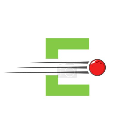 Illustration for Initial Letter E Bowling Logo. Bowling Ball Symbol Vector Template - Royalty Free Image