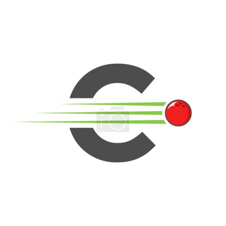 Téléchargez les illustrations : Lettre initiale C Logo Bowling. Modèle vectoriel de symbole de boule de bowling - en licence libre de droit