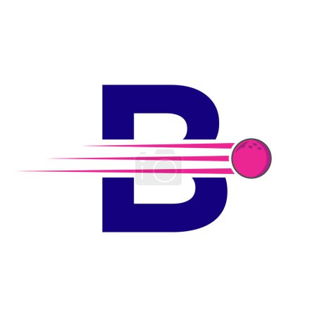 Téléchargez les illustrations : Logo initial du bowling de la lettre B. Modèle vectoriel de symbole de boule de bowling - en licence libre de droit