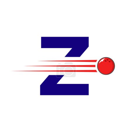 Téléchargez les illustrations : Lettre initiale Z Bowling Logo. Modèle vectoriel de symbole de boule de bowling - en licence libre de droit