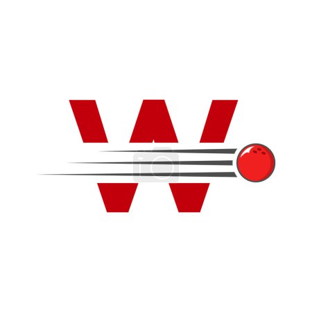 Téléchargez les illustrations : Lettre initiale W Bowling Logo. Modèle vectoriel de symbole de boule de bowling - en licence libre de droit
