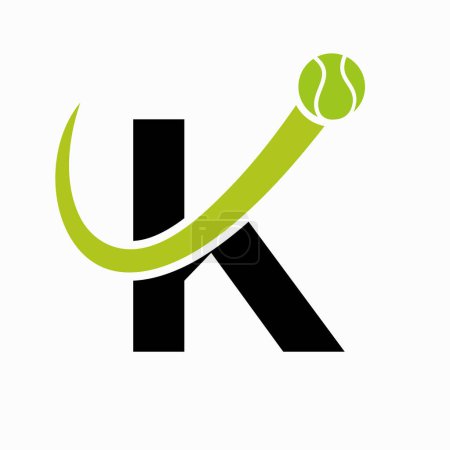 Tennis Logo Design auf Buchstabe K Vorlage. Tennis Sport Academy, Vereinslogo