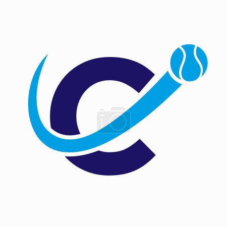 Tennis Logo Design On Letter C Template. Tennis Sport Academy, Club Logo