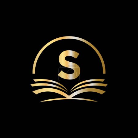 Initial Letter S Education Logo Book Konzept. Universität, Akademie Graduierung Logo Template Design