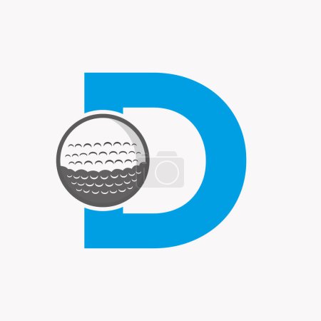 Ilustración de Logotipo del golf en la letra D. Firma inicial de la academia del deporte del hockey, símbolo del club - Imagen libre de derechos