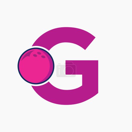 Téléchargez les illustrations : Bowling Logo Design On Letter G Concept. Bowling Sport Logotype Symbole - en licence libre de droit