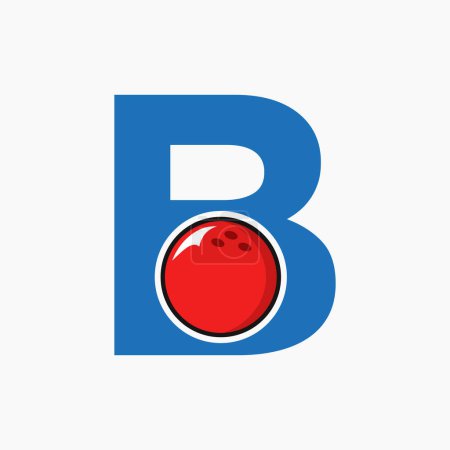 Téléchargez les illustrations : Bowling Logo Design On Letter B Concept. Bowling Sport Logotype Symbole - en licence libre de droit