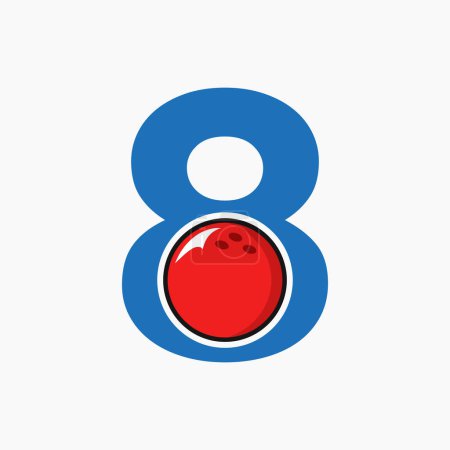 Téléchargez les illustrations : Bowling Logo Design On Letter 8 Concept. Bowling Sport Logotype Symbole - en licence libre de droit