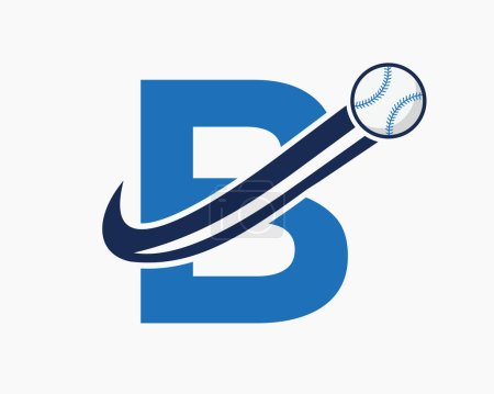 Téléchargez les illustrations : Lettre initiale B Concept de logo de baseball avec modèle vectoriel d'icône de baseball mobile - en licence libre de droit