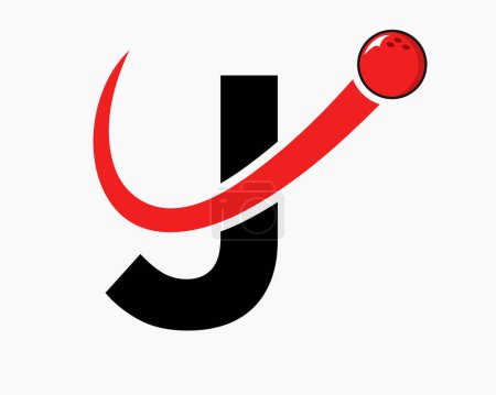 Téléchargez les illustrations : Lettre J Logo Bowling. Symbole de boule de bowling avec icône de boule mobile - en licence libre de droit