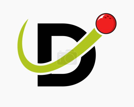 Téléchargez les illustrations : Logo Bowling lettre D. Symbole de boule de bowling avec icône de boule mobile - en licence libre de droit