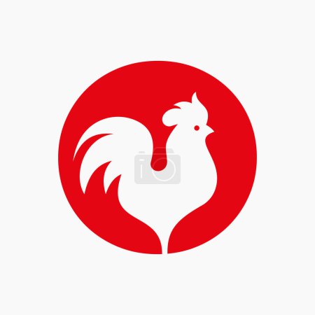 Illustration for Letter O Poultry Logo With Hen Symbol. Chicken Logo, Rooster Sigh Vector Template - Royalty Free Image